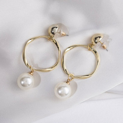 Серьги с жемчугом Нежность цвет белый в золоте  купить недорого в интернет магазине Beauty Prof с доставкой по Хабаровску и регионам России