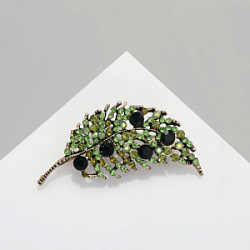 Брошь Листочек цвет зеленый в золоте  купить недорого в интернет магазине Beauty Prof с доставкой по Хабаровску и регионам России