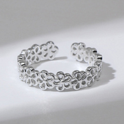 Кольцо Тренд цветы цвет серебро безразмерное купить недорого в интернет магазине Beauty Prof с доставкой по Хабаровску и регионам России