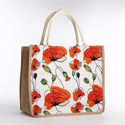 Сумка-шопер без застежки цвет бежевый маки 35*2*30 см купить недорого в интернет магазине Beauty Prof с доставкой по Хабаровску и регионам России