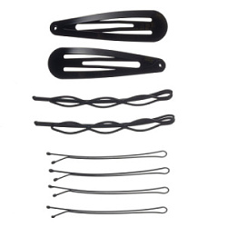 DEWAL Набор для причесок заколки клик-клак, невидимки черные 8шт купить недорого в интернет магазине Beauty Prof с доставкой по Хабаровску и регионам России