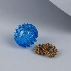 Массажер су-джок с двумя кольцами цвет синий 3,5 см