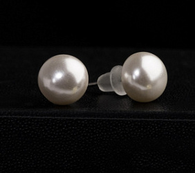 Серьги с жемчугом Невеста бусина шапочка цвет белый d=1 купить недорого в интернет магазине Beauty Prof с доставкой по Хабаровску и регионам России