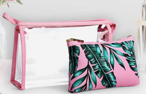 Набор косметичек на молнии 2в1 с принтом розовый 24*7*16 см 9895434 купить недорого в интернет магазине Beauty Prof с доставкой по Хабаровску и регионам России