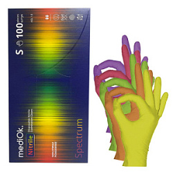 MEDIOK Перчатки нитриловые SPECTRUM (разноцветные) размер S 50 пар купить недорого в интернет магазине Beauty Prof с доставкой по Хабаровску и регионам России