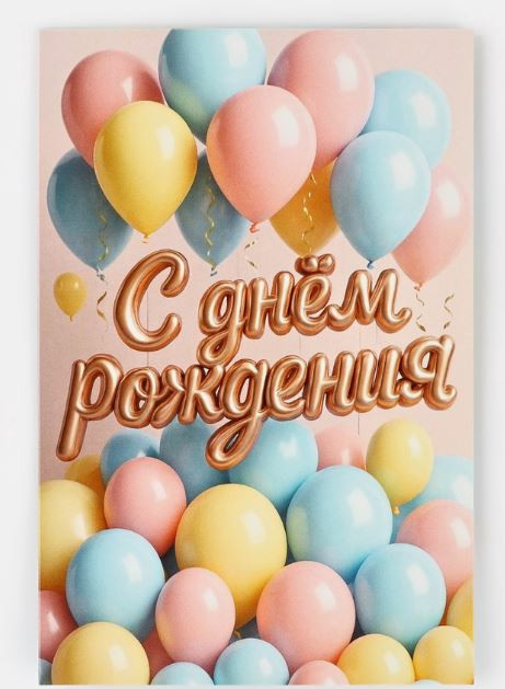 Открытка С днём рождения воздушные шары 12*18 см