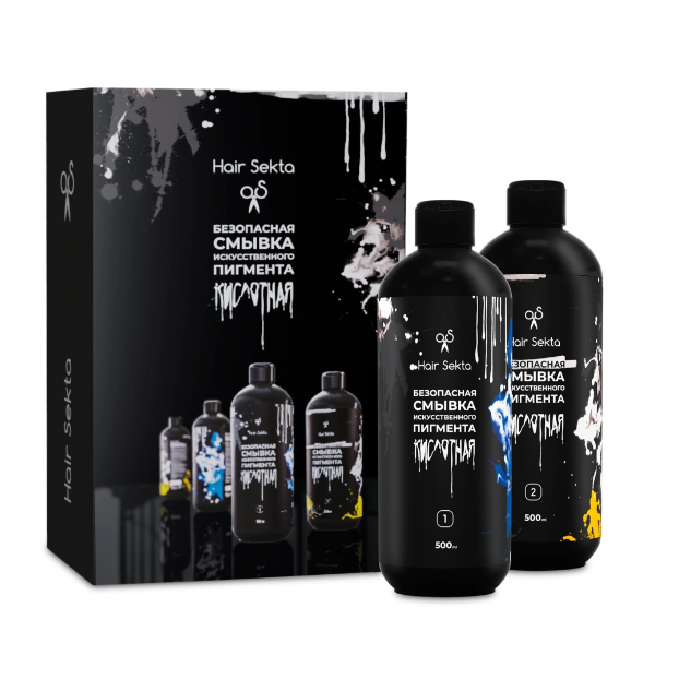 HAIR SEKTA Безопасная смывка искусственного пигмента кислотная 2*500 мл