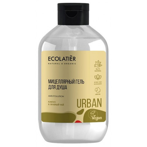 ECOLATIER Мицеллярный гель для душа кактус и зеленый чай 600 мл