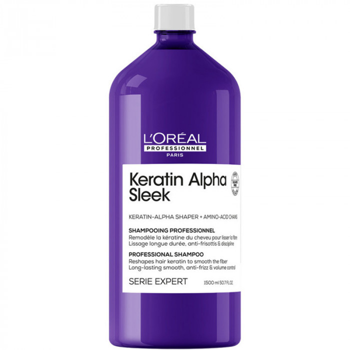 LOREAL Keratin Alpha Sleek Шампунь бессульфатный для непослушных волос 1500 мл