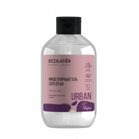 ECOLATIER Мицеллярный гель для душа рисовое молочко и ши 600 мл