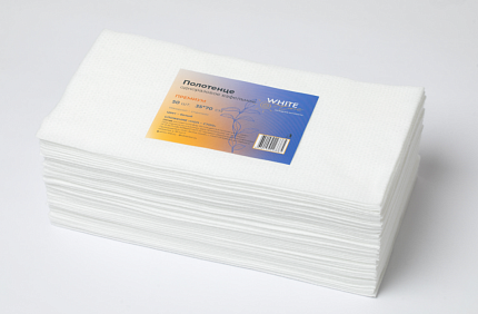 WHITE LINE Полотенце 35*70 спанлейс 50 г/м вафельное белое 50 шт