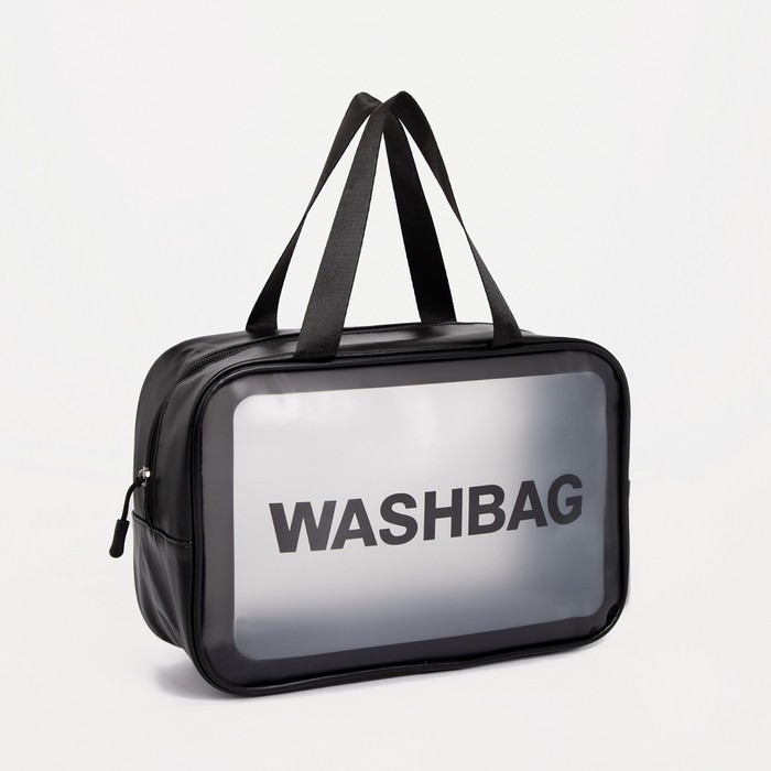 Косметичка ПВХ WashBag на молнии с ручками цвет черный 29,5*10,5*20 см