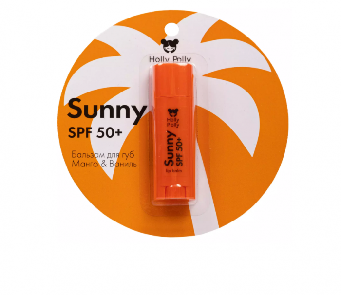 HOLLY POLLY Sunny SPF 50+ Бальзам для губ манго-ваниль 4.8 гр