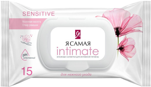 Я САМАЯ Intimate Влажные салфетки гигиенические ромашка 15 шт