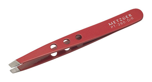 Пинцет METZGER скошенный PT-360-D Dotted красный