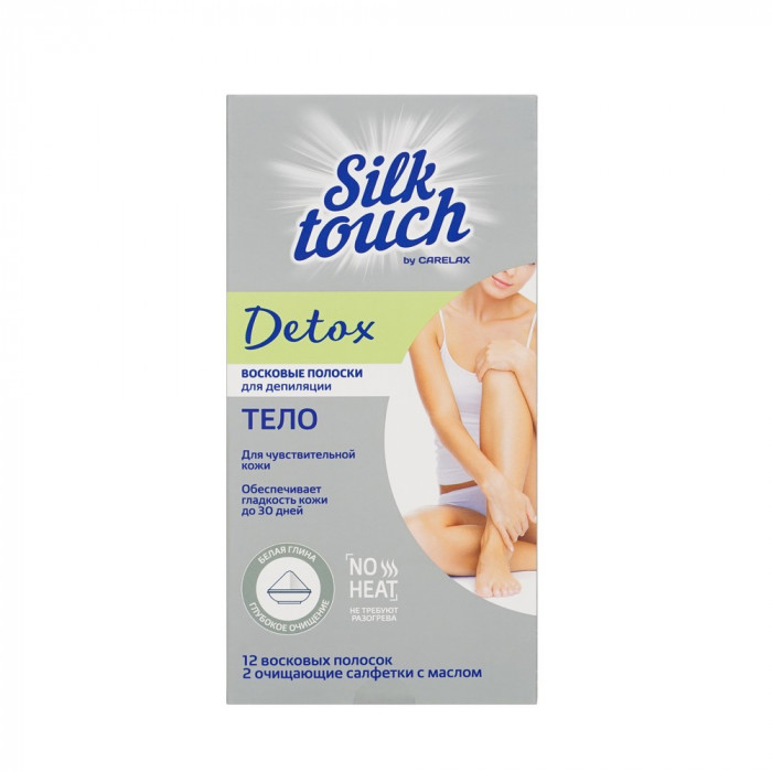 Carelax Silk Touch Восковые полоски Detox для тела 12 шт+салфетка