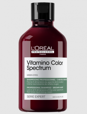 LOREAL Vitamino Color Spectrum Шампунь зеленый для нейтрализации красных тонов темных волос 300 мл