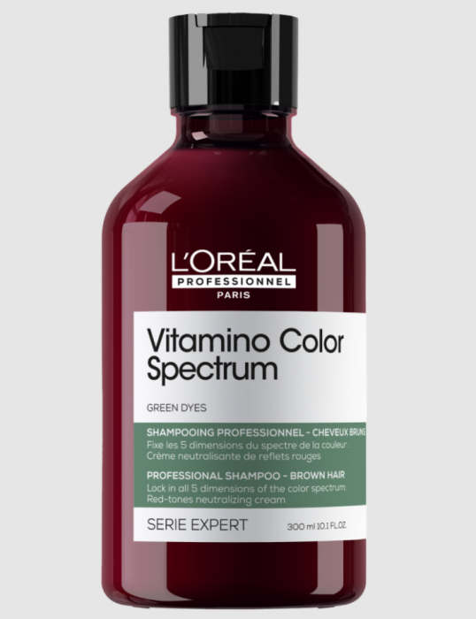 LOREAL Vitamino Color Spectrum Шампунь зеленый для нейтрализации красных тонов темных волос 300 мл