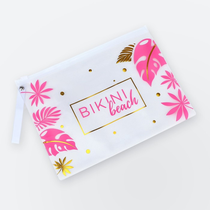 Сумка для купальника Bikini beach цвет бело-розовый 24*17,5*0,3 см