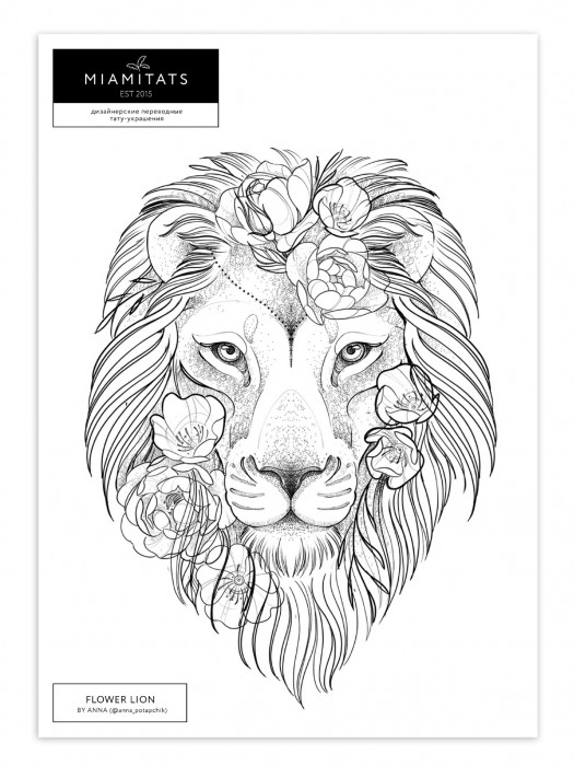MIAMI TATTOOS Переводные тату Flower Lion by Anna