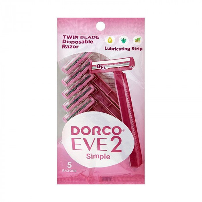 DORCO Станок для бритья одноразовый женский Dorco EVE 2 Disposable 2 лезвия увлажняющая полоска 5 шт
