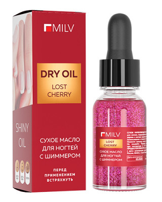 MILV Сухое укрепляющее масло для ногтей с шиммером Lost Cherry 15 мл